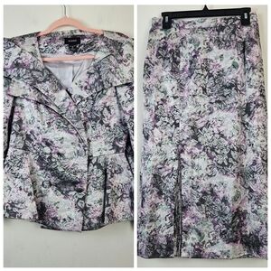 ASHRO Floral Jacquard Skirt Set Size 10 Formal Church Special Occasion